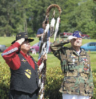 Honoring the military during the Memorial Day Service last year at Mountain View Cemetery in Auburn were Sonny Bargala
