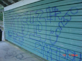 Graffiti was found on a building at Game Farm Park.  Faced with a growing problem