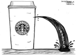 Even coffee giant Starbucks has sprung a leak in today's weak economy.