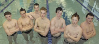 Both Auburn and Auburn Riverside will send a 200 free relay team to the state meet next week. From left to right: Auburn’s Jeremy Call