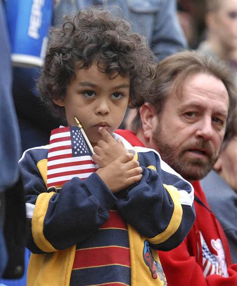 Dalton Whitehall-Gilkes takes in the Veterans Day Parade last year.