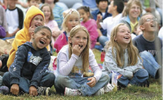 Poof! It’s magic Magician Jeff Evans’ Interactive Magic Show thrilled the young audience at Kids Summerstage Wednesdays in Les Gove Park.  The noon show series