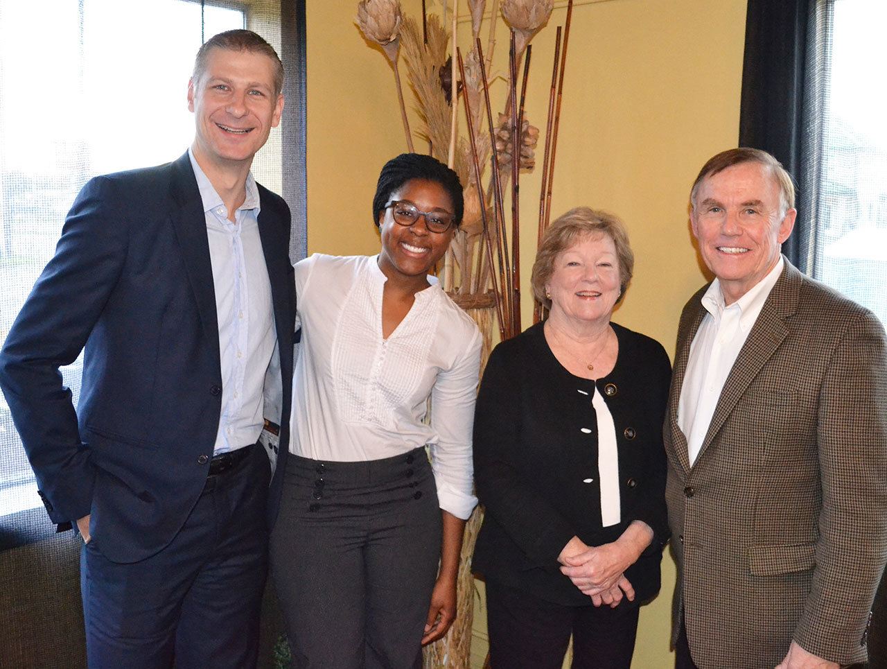 From left: Auburn Valley YMCA Executive Director Jason Berry; Auburn Valley YMCA Board members Lauren Flemister and Nancy Colson; and King County Councilmember Pete von Reichbauer. The Auburn Y will receive $500,000 in special funding for its capital project from the unanimously adopted 2017-2018 King County budget. ROBERT WHALE, Auburn Reporter