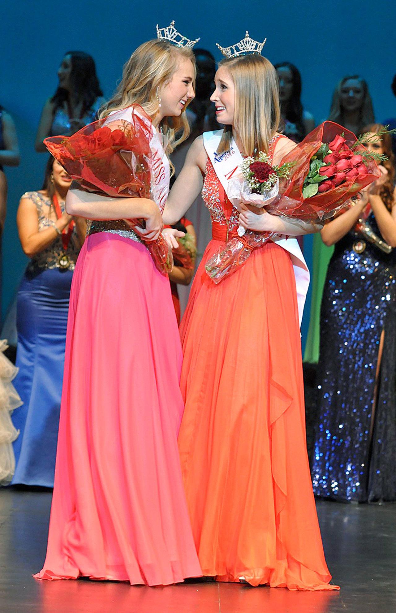 Reigning queens: Jaclyn Seifert (Miss Auburn’s Outstanding Teen), left, and Cami Werden (Miss Auburn). RACHEL CIAMPI, Auburn Reporter