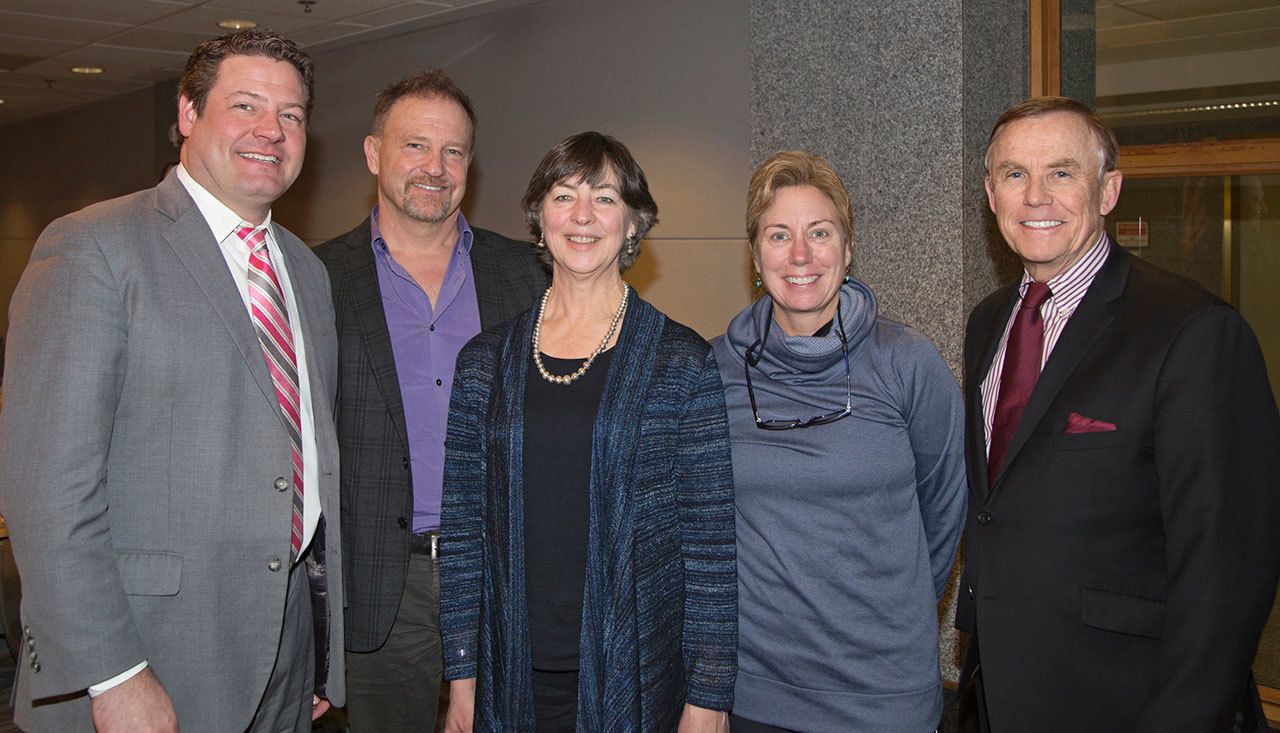 From left, King Council Vice Chair Reagan Dunn; Doug Osterman, Salmon recover manager, Green/Duwamish Watershed, KC DNRP; Nora Johnson Hightower, daughter of Doreen Johnson; Lisa Parsons, Green River Coalition; Councilmember Pete von Reichbauer COURTESY PHOTO
