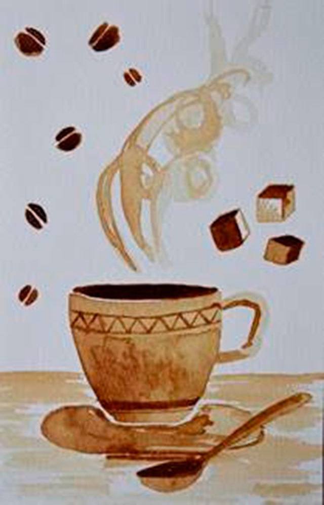 Featured artist Wen Qian used coffee for this painting. COURTESY