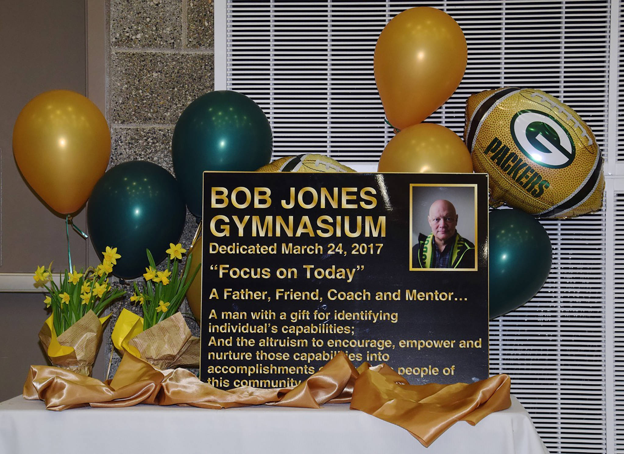 The Trojans’ gym was renamed Bob Jones Gymnasium in a dedication ceremony Friday night. RACHEL CIAMPI, Auburn Reporter