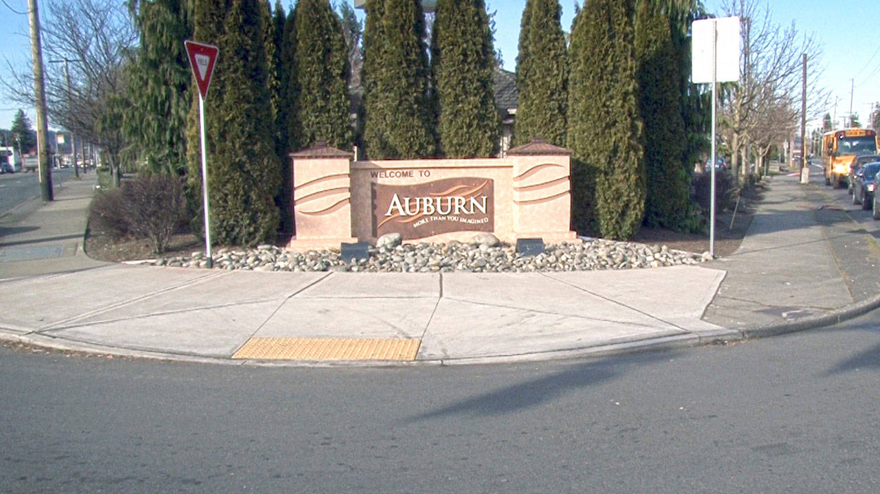 A sign on West Valley Highway near Peasley Canyon bears the City’s slogan, Auburn, More Than You Imagined. COURTESY PHOTO