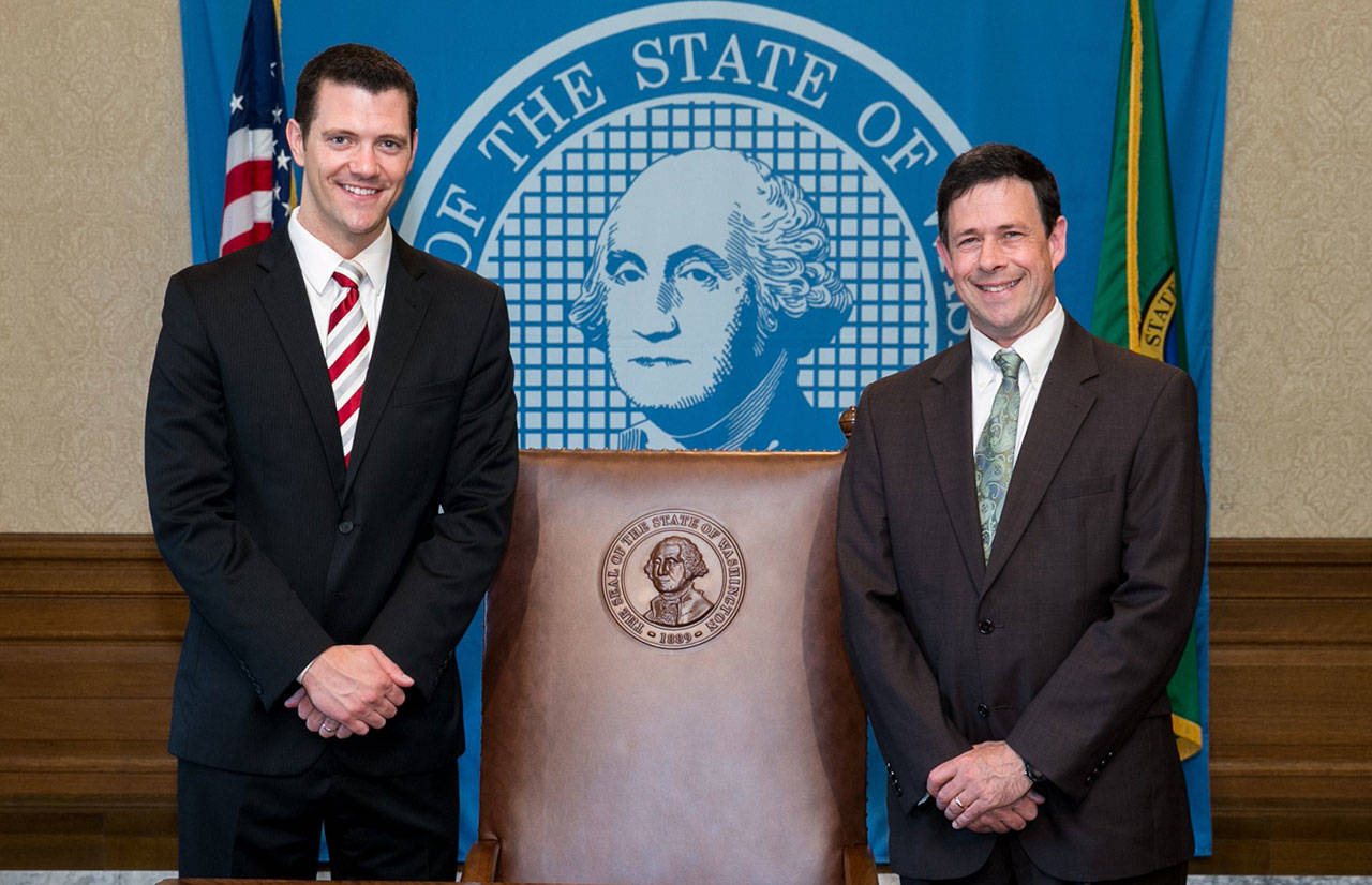 Sen. Joe Fain, R-Auburn, left, sponsored legislation renaming the state’s cancer fund after late Sen. Andy Hill, right. COURTESY PHOTO