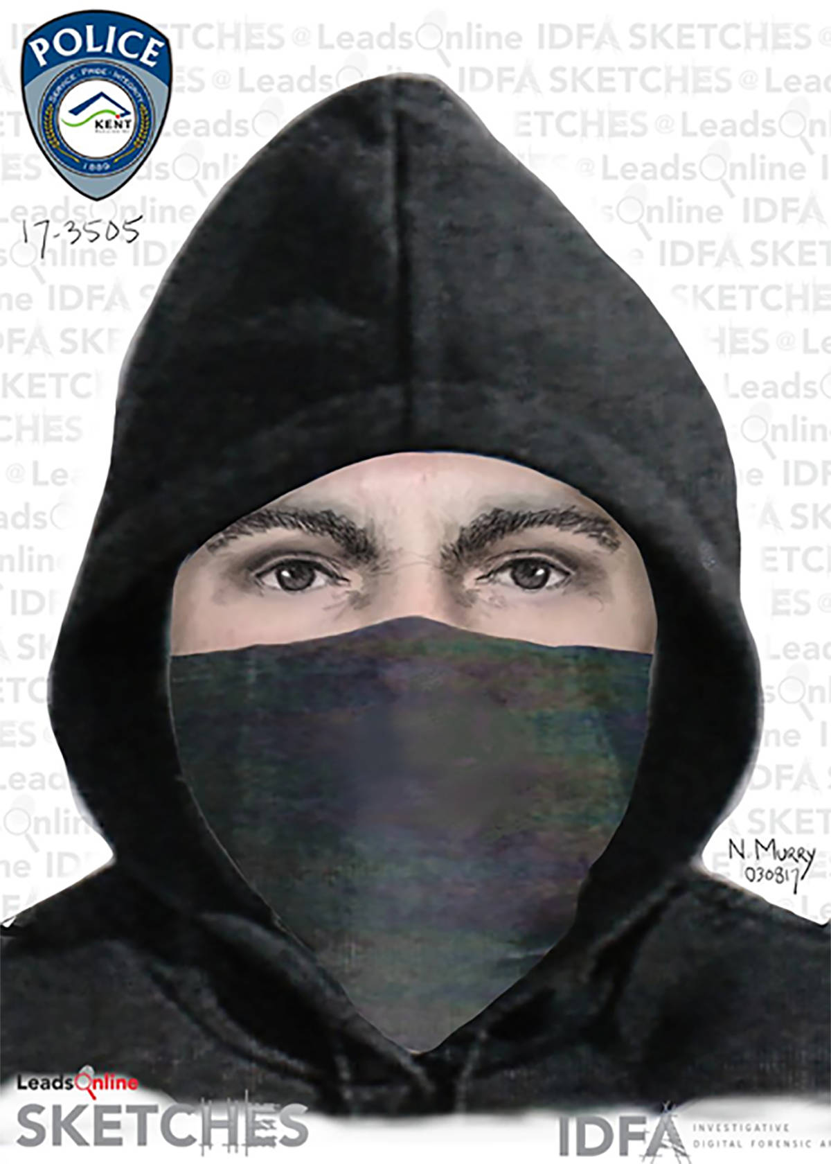 A sketch of the suspect. Provided by Kent Police