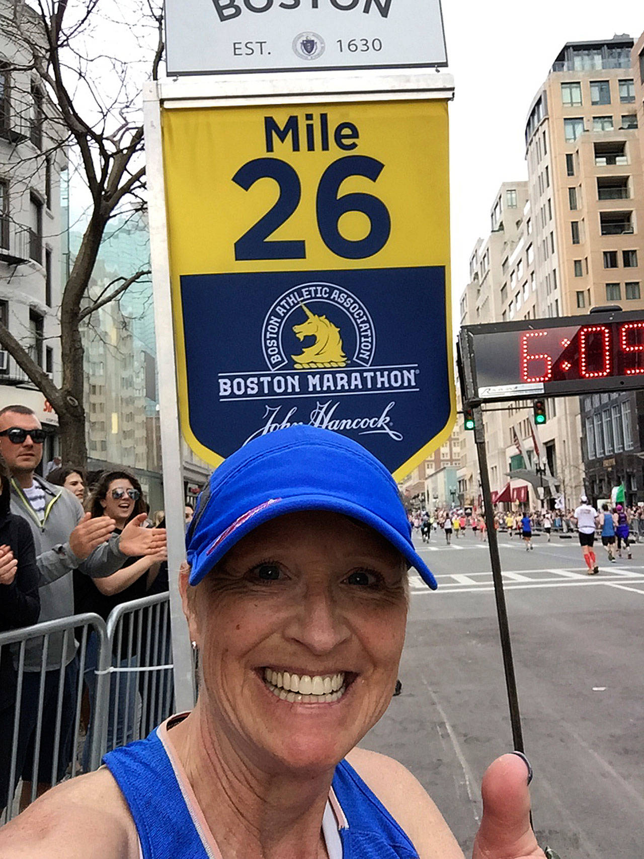 Gretchen Tapp is all smiles after completing the Boston Marathon. COURTESY PHOTO