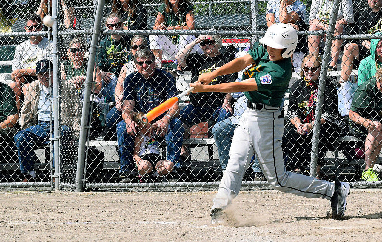 Auburn All-Star Jay Mentink launches one of his two home runs in a rout of South Hill. RACHEL CIAMPI, Auburn Reporter