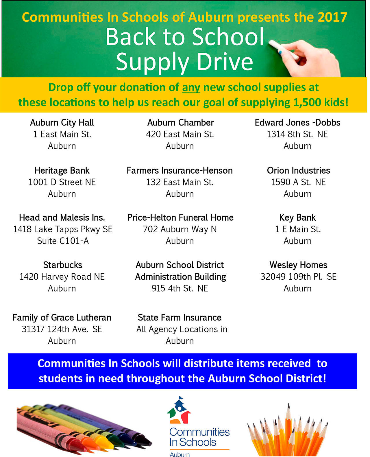 Communities In Schools of Auburn organizes Back to School Supply Drive