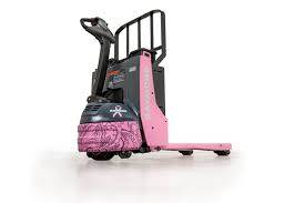 Raymond’s pink 8210 Electric Pallet Truck is ideal for retail store, wholesale delivery and food processing applications. COURTESY PHOTO