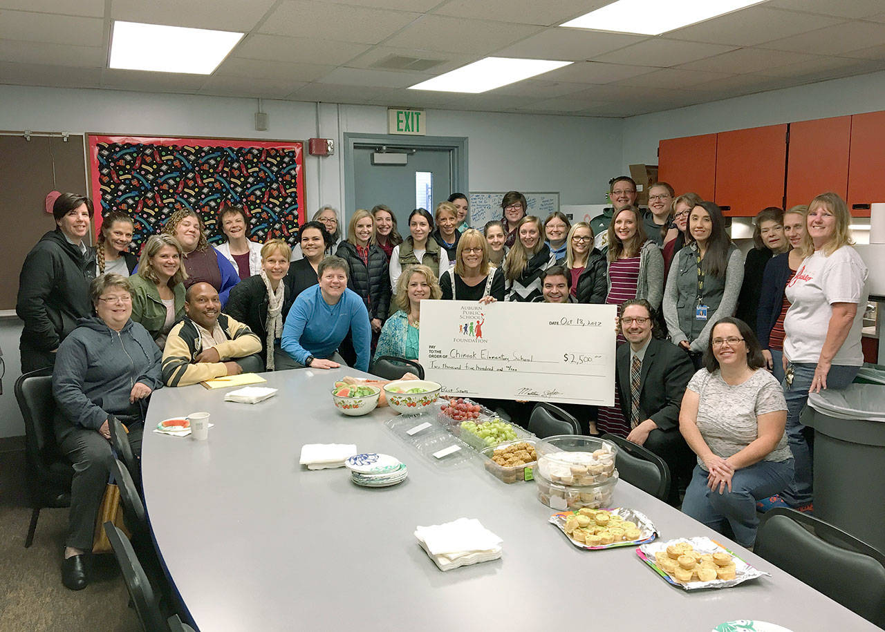The Auburn Public Schools Foundation recently presented a $2,500 grant to Chinook Elementary School. COURTESY PHOTO, APSF