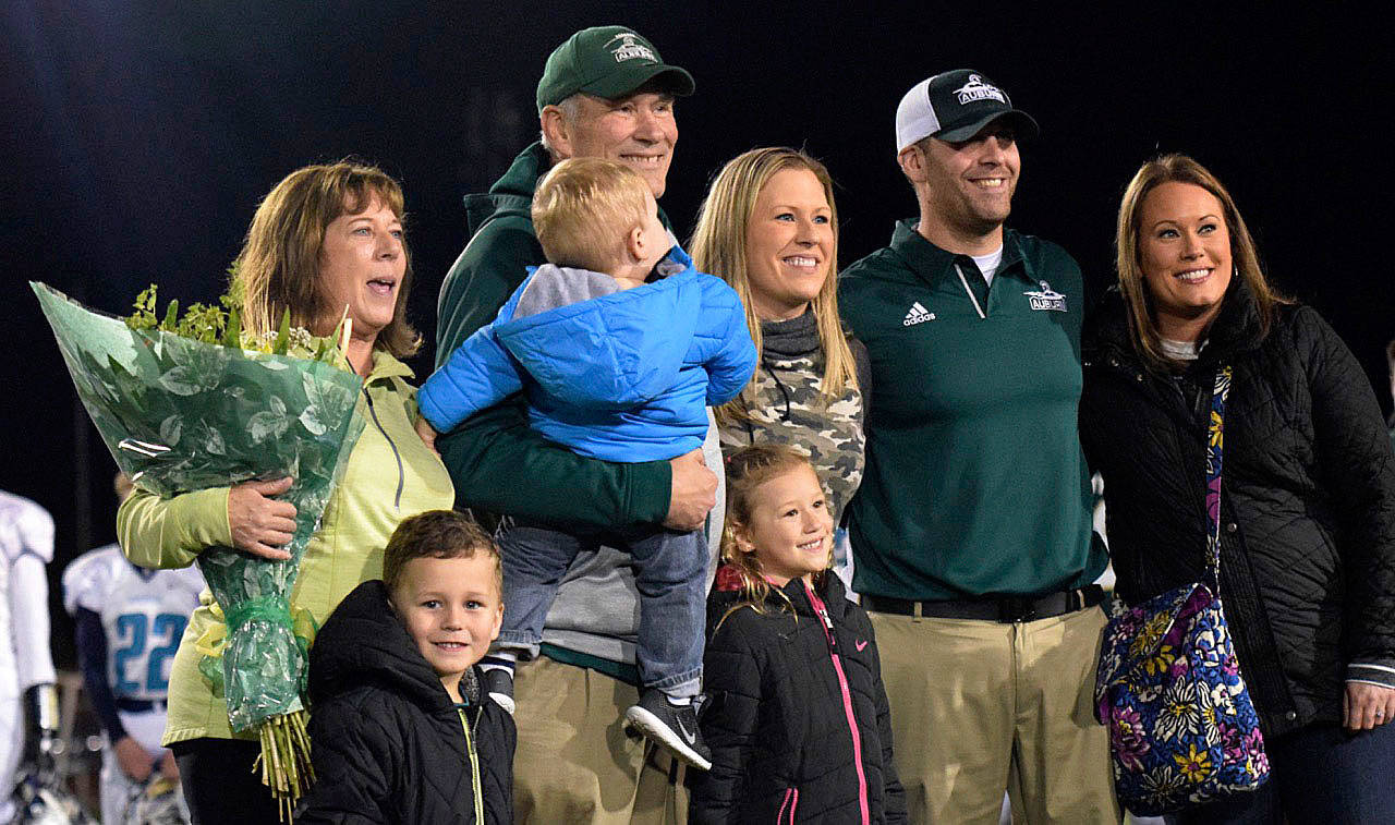 Gordon Elliott’s family: Sue Elliott, wife; Gordon Elliott, holding their grandson, Landon Chantler, 1; Jenna Chantler, daughter; Aaron Chantler, son-in-law; Amanda Paulson, daughter. Bottom row: Noah Chantler, grandson, 3; and Ava Paulson, granddaughter, 5. RACHEL CIAMPI, Auburn Reporter