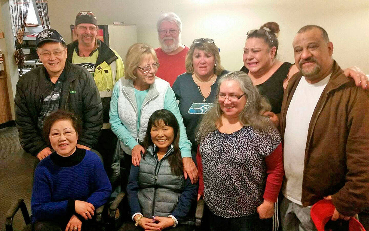 At the closing of Andie’s, where everyone was on a first-name basis are, from left: Sammy, hands on chair; Tina, in chair; Rick, Tish, Dale, owner Sue Perreira, Missy, Bonni, Shari and Juan. ROBERT WHALE, Auburn Reporter