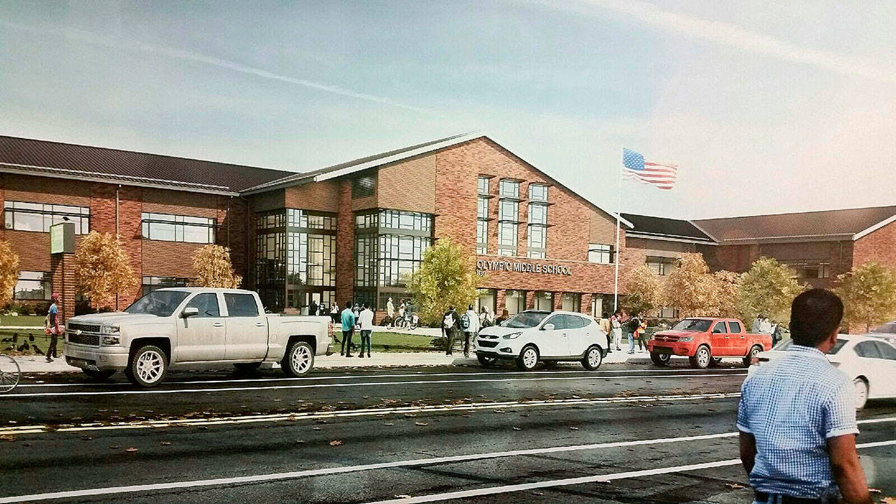 An architect’s rendering of the new 105,000-square-foot Olympic Middle School, which will open in the fall of 2019. COURTESY, Auburn School District
