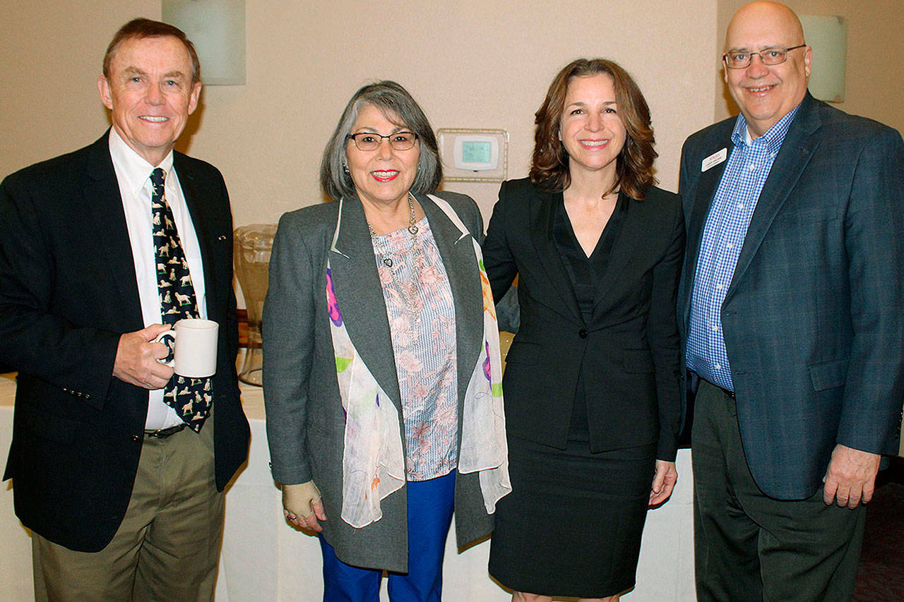 At the recent Good Eggs breakast are, from left: King County Council member Pete von Reichbauer; Auburn City Council member Yolanda Trout-Manuel; Commissioner of Public Lands Hilary Franz; and Auburn City Council member Larry Brown. COURTESY PHOTO