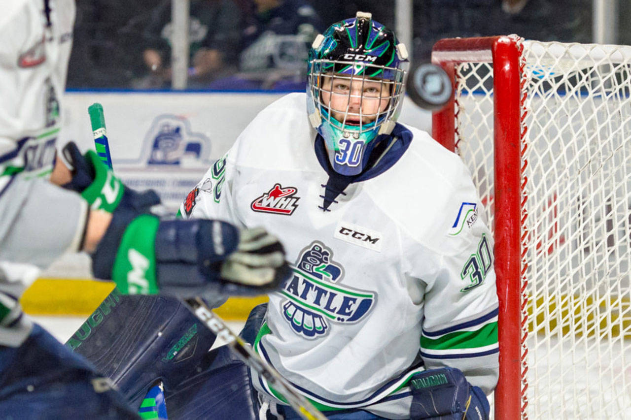 Thunderbirds goalie Liam Hughes. COURTESY PHOTO, Brian Liesse, T-Birds