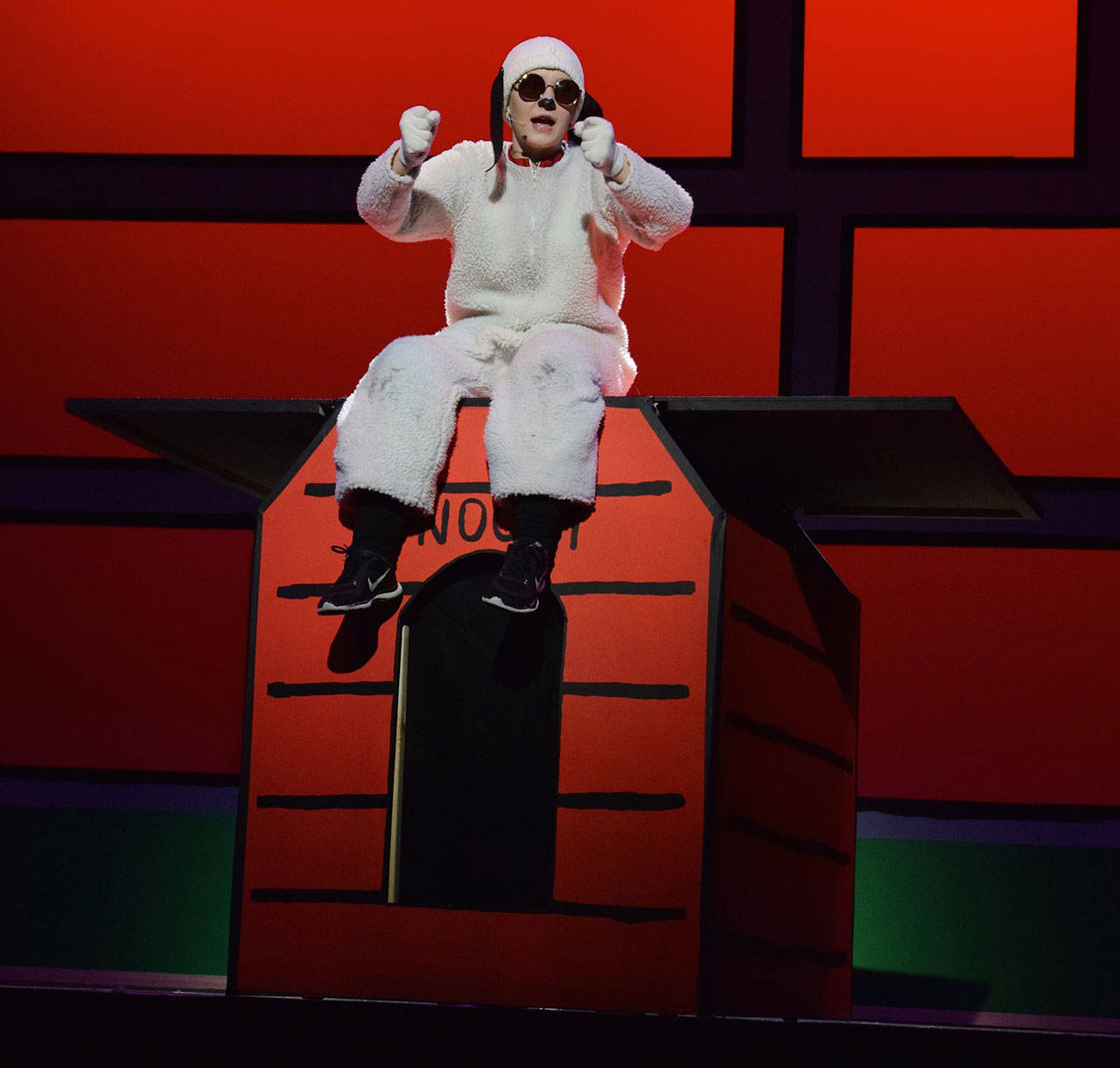 Isabel Haddon as Snoopy performs on stage during the Auburn cast’s performance of “You’re a Good Man Charlie Brown.” RACHEL CIAMPI, Auburn Reporter
