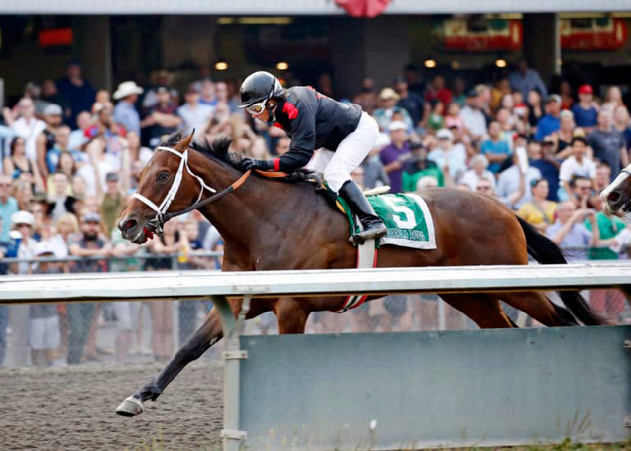 Elliott Bay and Jennifer Whitaker won two stakes in 2017. COURTESY TRACK PHOTO