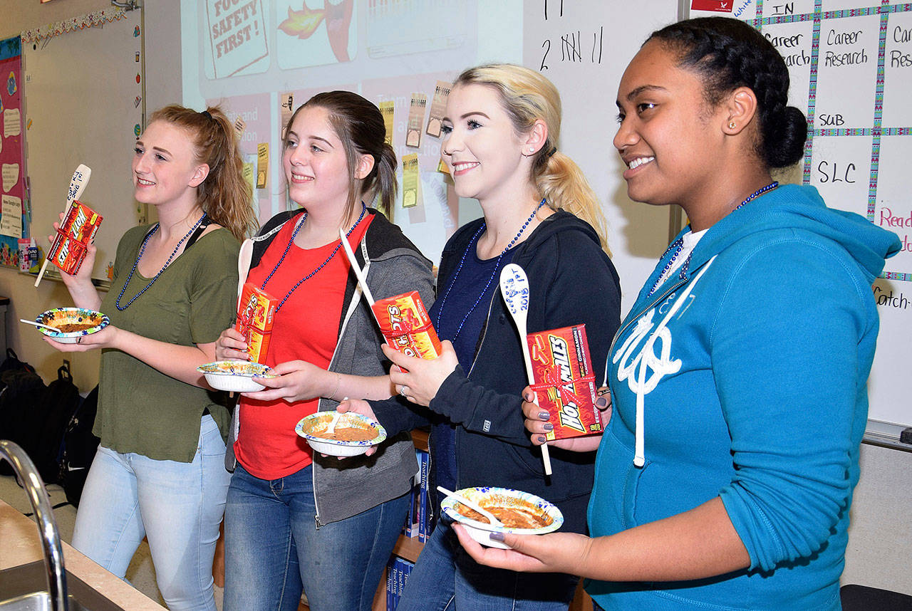 Winners of the chili cook-off are Auburn High School students, from left, Natalie Ioimo, Natalie Lafferty, Sydney Hickman and Emalini Tukana. RACHEL CIAMPI, Auburn Reporter