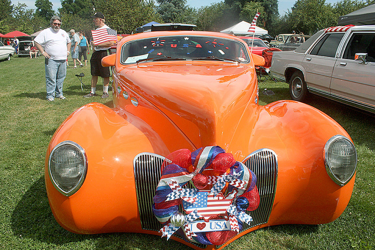 A 1939 Lincoln Zephyr classic coupe glimmers in the sunshine during last year’s Fourth of July show at Les Gove Park. MARK KLAAS, Auburn Reporter