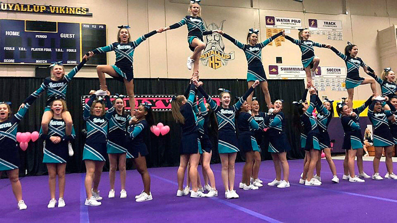 The Aunurn Ravens Elite Squad grabbed second in the Junior (ages 14 and under) Non-Tumble division. COURTESY PHOTO