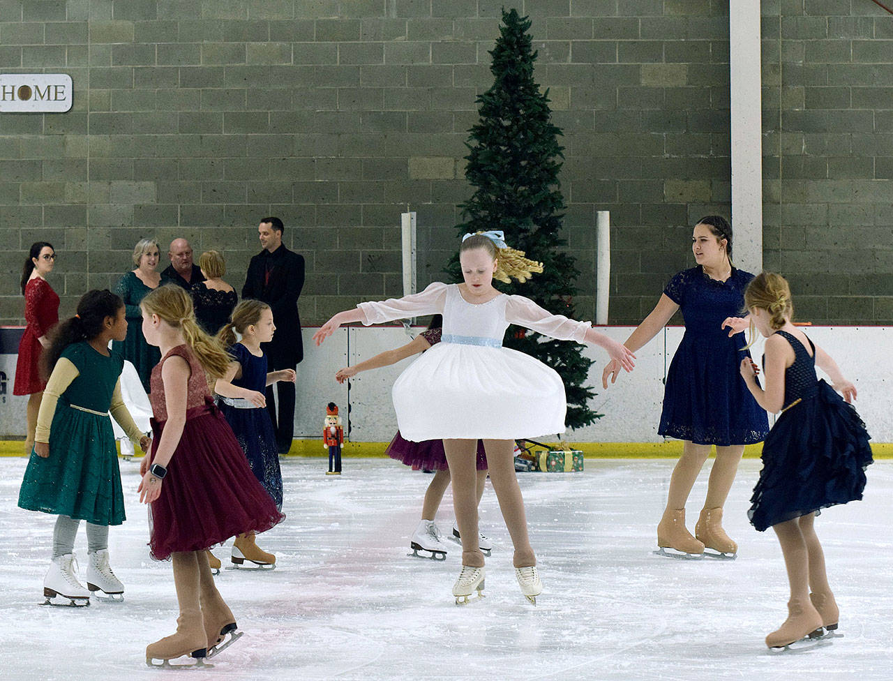 Sofia Williams, middle, plays Clara in the ‘Nutcracker’ at the Kent Valley Ice Centre on Jan. 5. RACHEL CIAMPI, Auburn Reporter