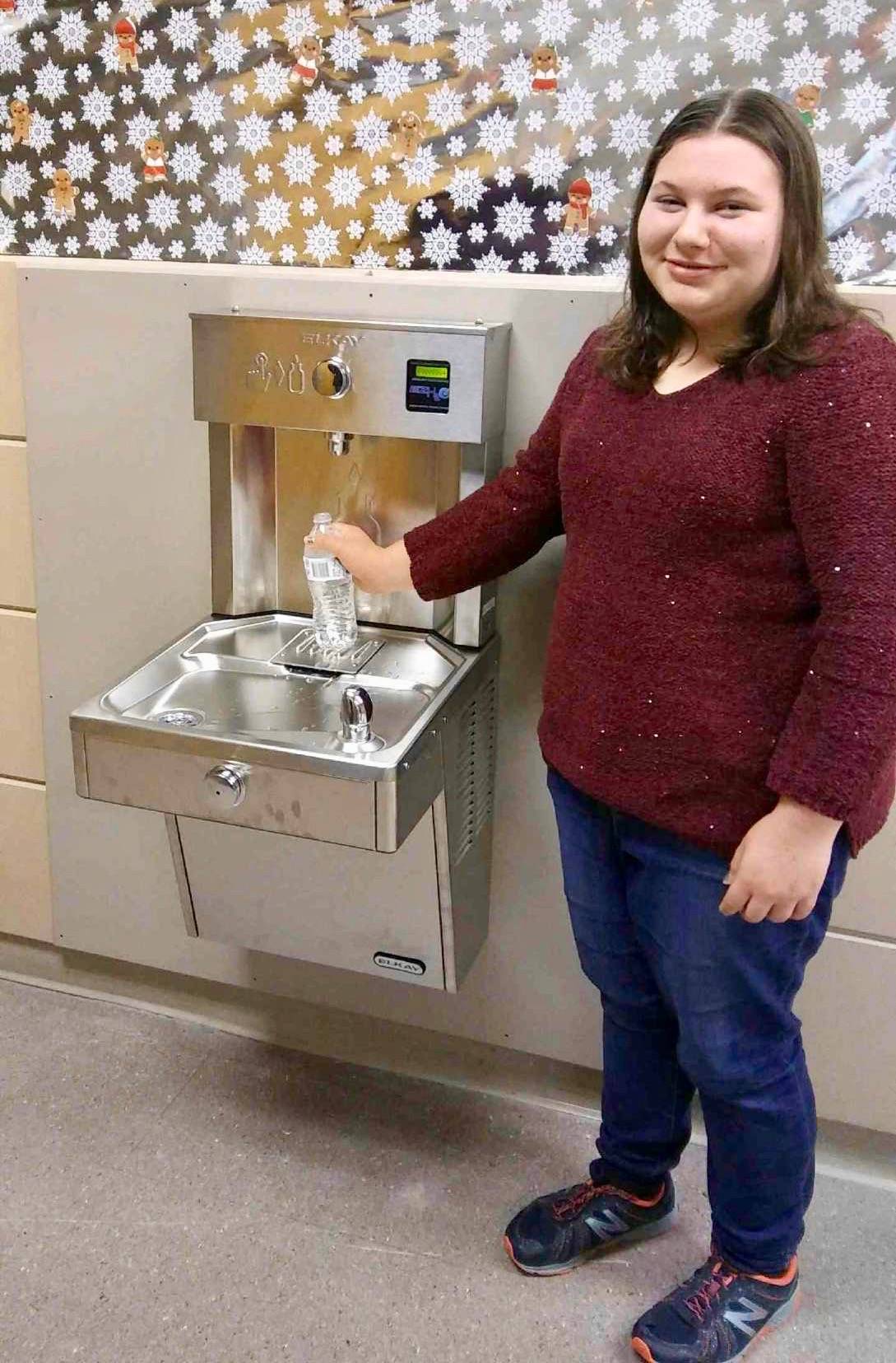 In her effort to earn the Girl Scout Silver Award, Lauren Kwartin worked with the Auburn School District to install two water bottle refilling stations at Auburn Mountainview High School. COURTESY PHOTO