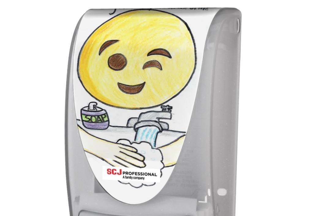 Joel, a second-grader at Pioneer Elementary, designed this custom soap/sanitizer dispenser. COURTESY, Happy Hands