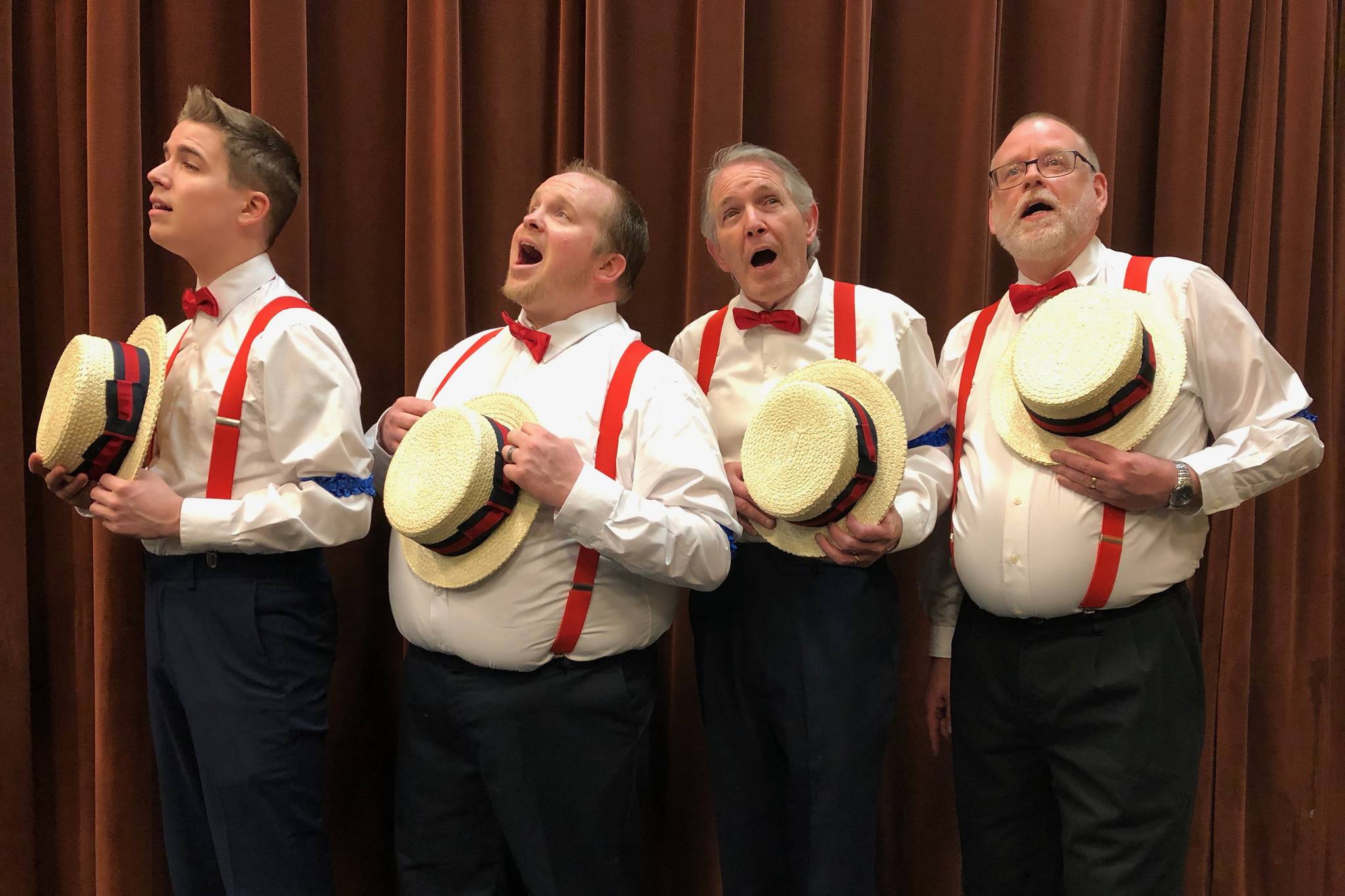 The barbershop quartet rehearses for The Music Man. COURTESY PHOTO