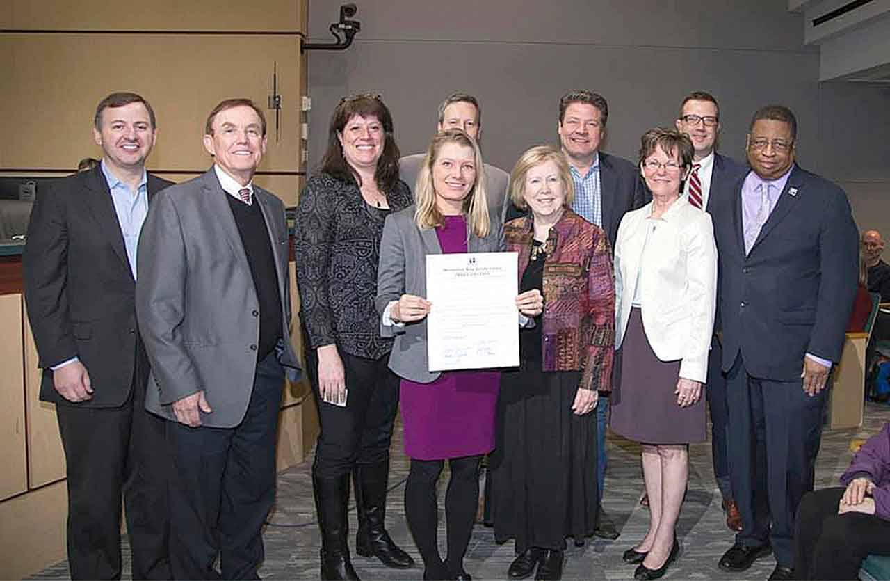 King County Council with Sarah Reyneveld, chair of the King County Women’s Advisory Board. Photo courtesy of King County