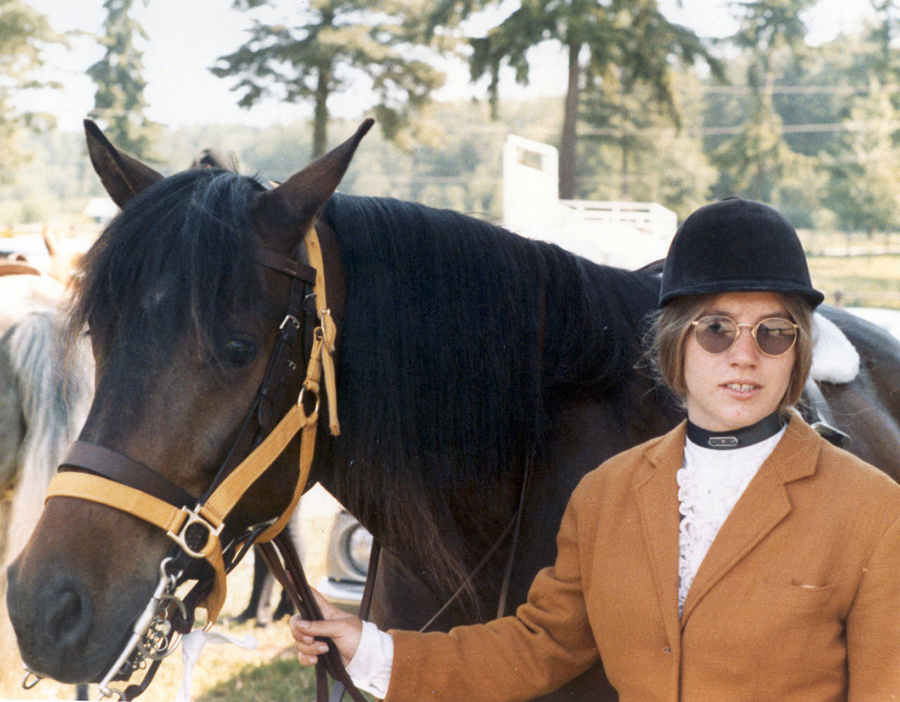 Jody Loomis is pictured with her horse in 1972. (Snohomish County Sheriff’s Office)