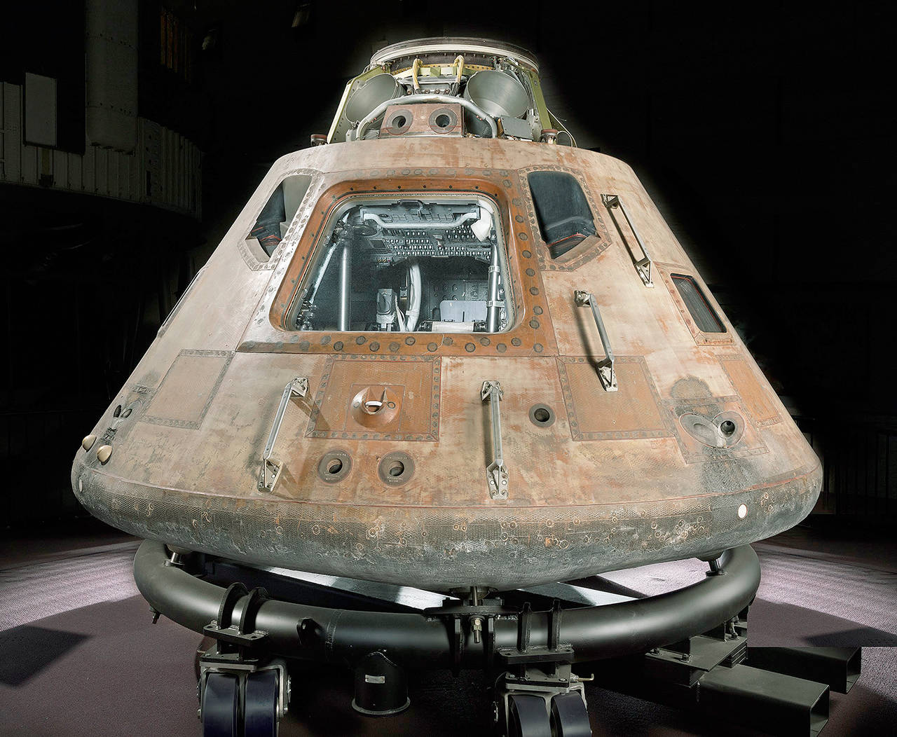 The Apollo 11 command module Columbia will be on display at the Museum of Flight. Photo by Eric Long, National Air and Space Museum, Smithsonian Institution
