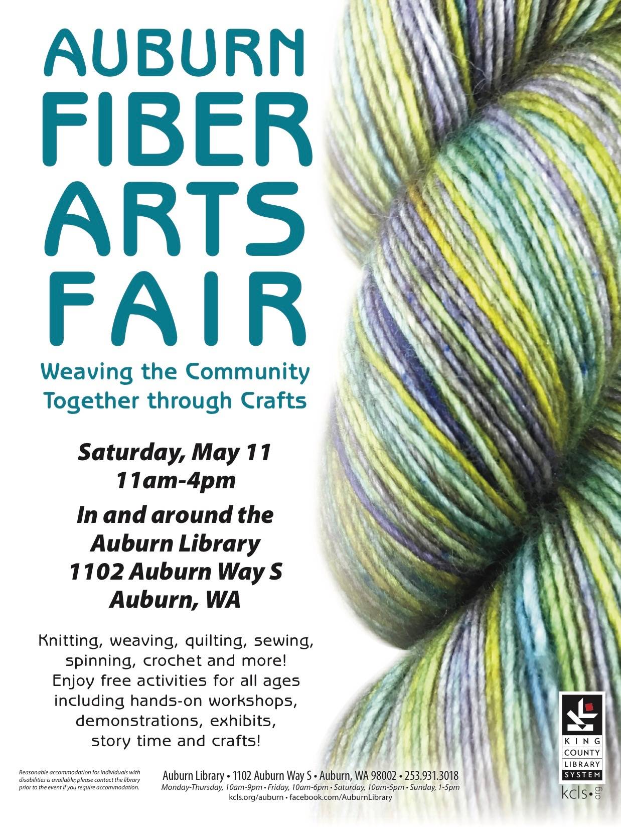 Fiber Arts Fair comes to the Auburn Library on May 11