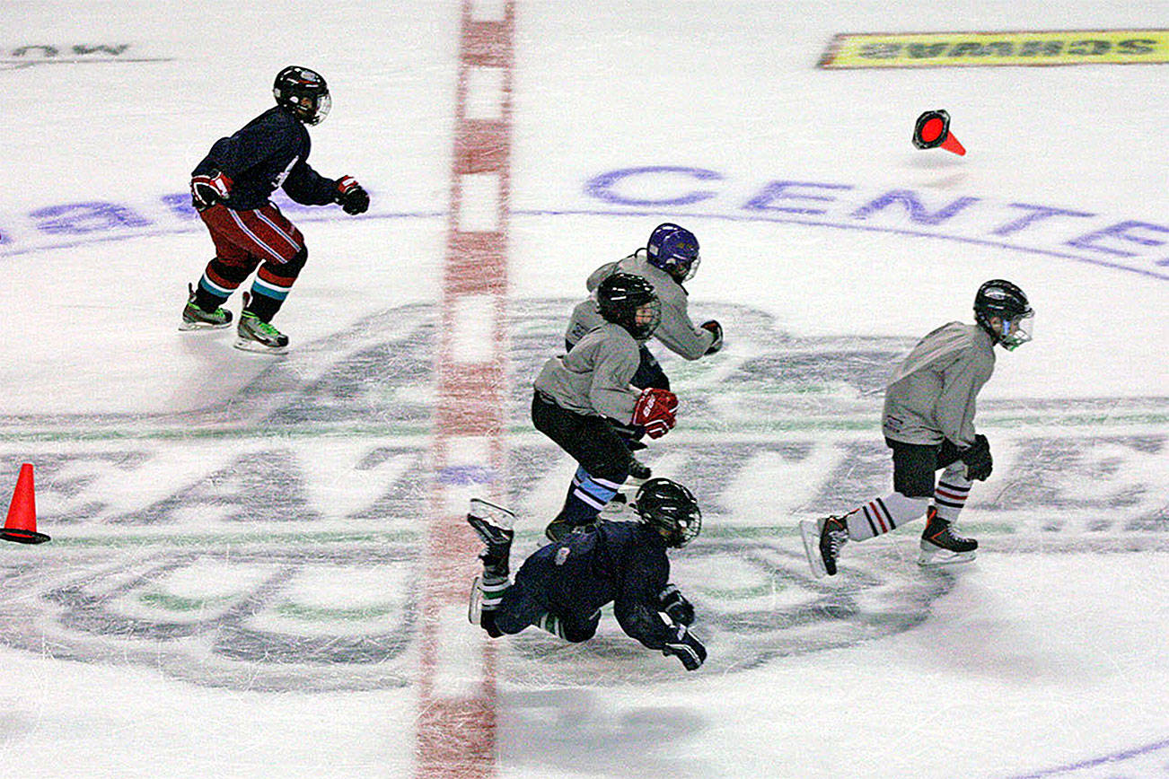 Kids will learn power skating, speed and agility through drills at the T-Birds Skills Camp. MARK KLAAS, Kent Reporter