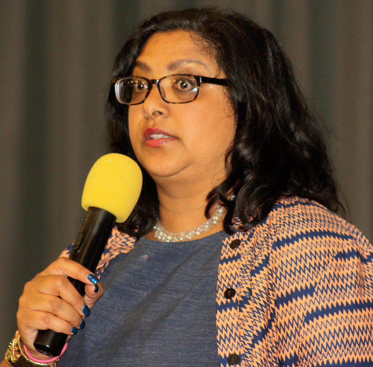 State Sen. Mona Das, D-Kent, speaks at a Kent Chamber of Commerce luncheon June 20 about racism and sexism among legislators. STEVE HUNTER, KENT REPORTER