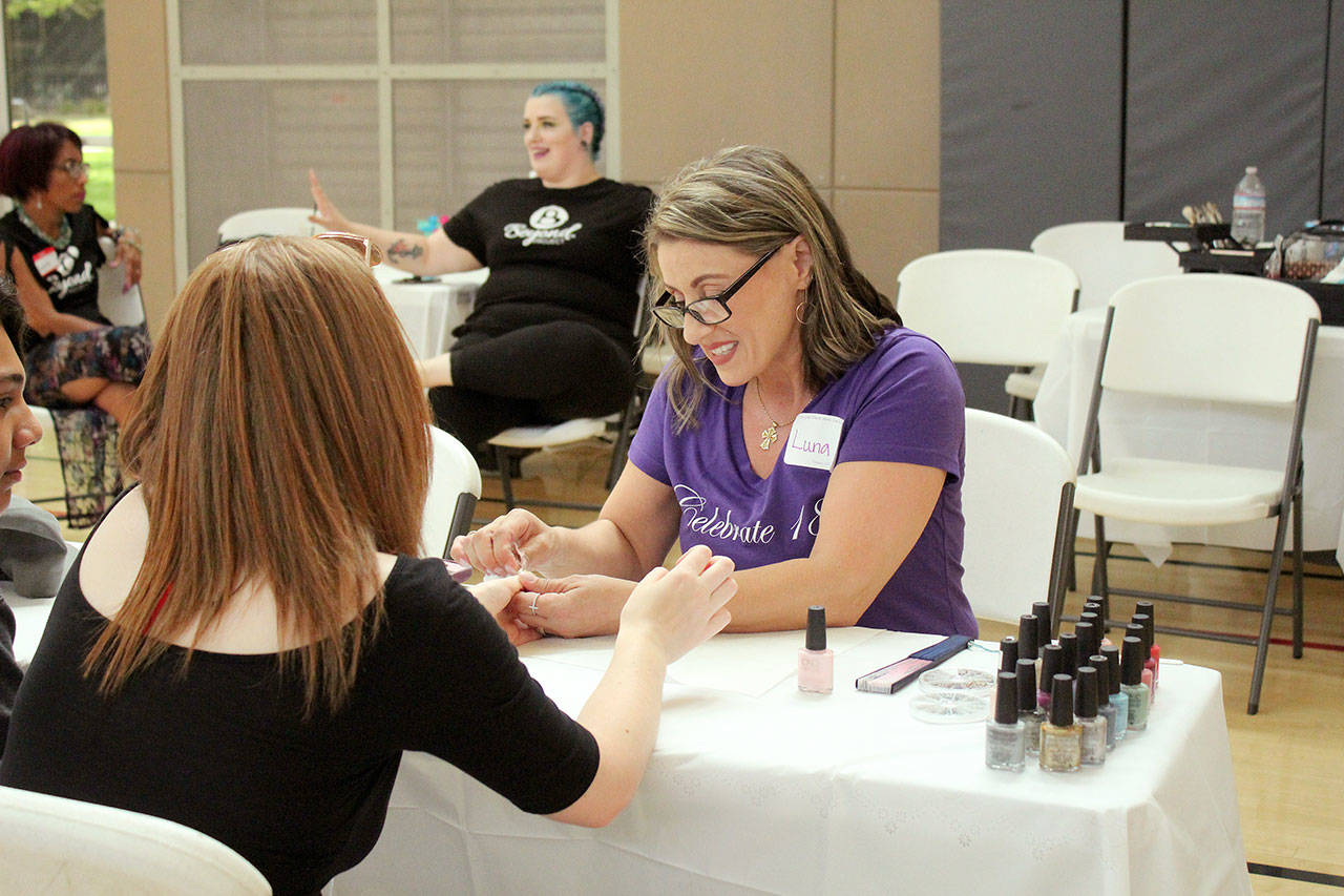 Hairdressers, makeup artists and nail technicians were available to give each birthday girl a makeover. OLIVIA SULLIVAN, Federal Way Mirror