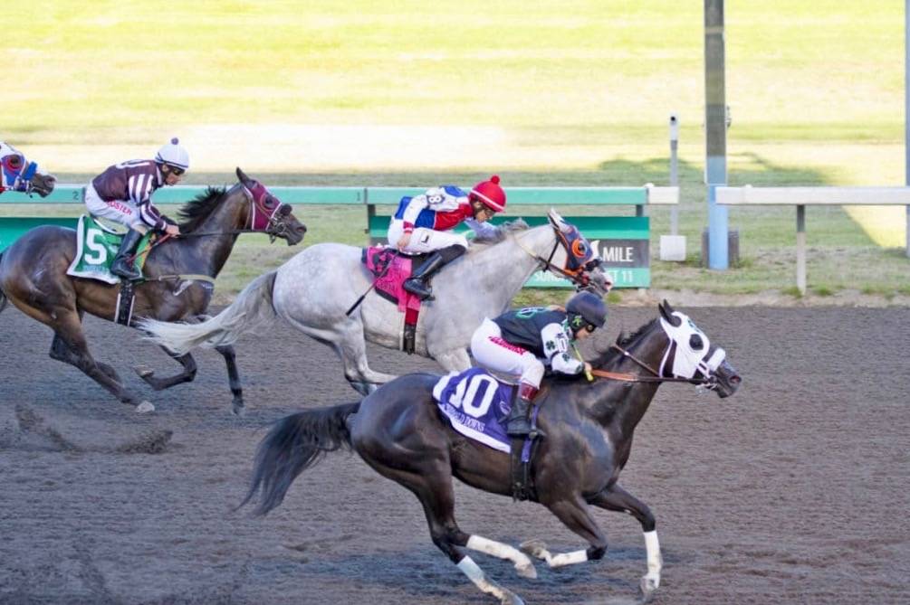 Kool Odds, with Naka Ramirez up, darts to victory in the $61,200 Bank of America Emerald Downs Championship Challenge at Emerald Downs on Sunday. COURTESY TRACK PHOTO