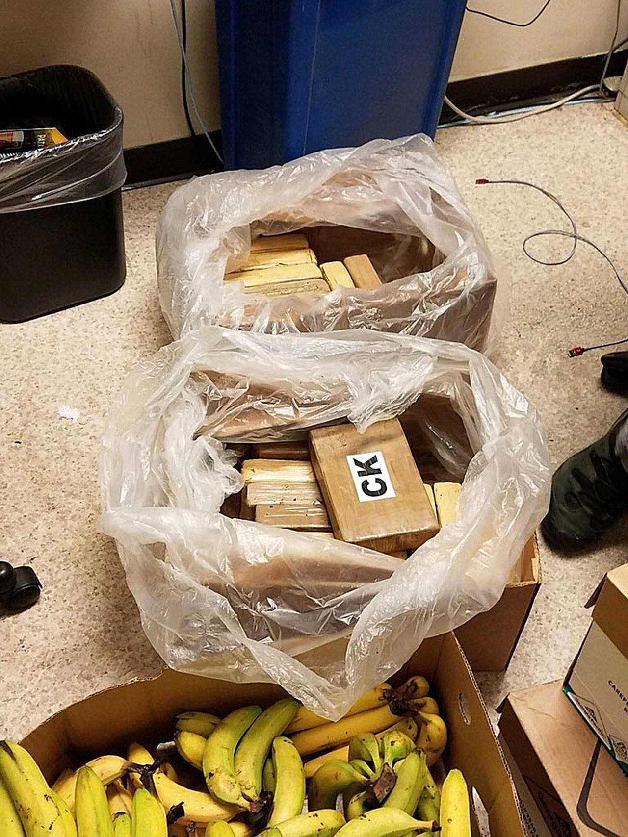 Woodinville Safeway employees discovered nearly 50 pounds of cocaine hidden in banana boxes on Sunday, Aug. 18. Photo courtesy of King County Sheriff’s Office