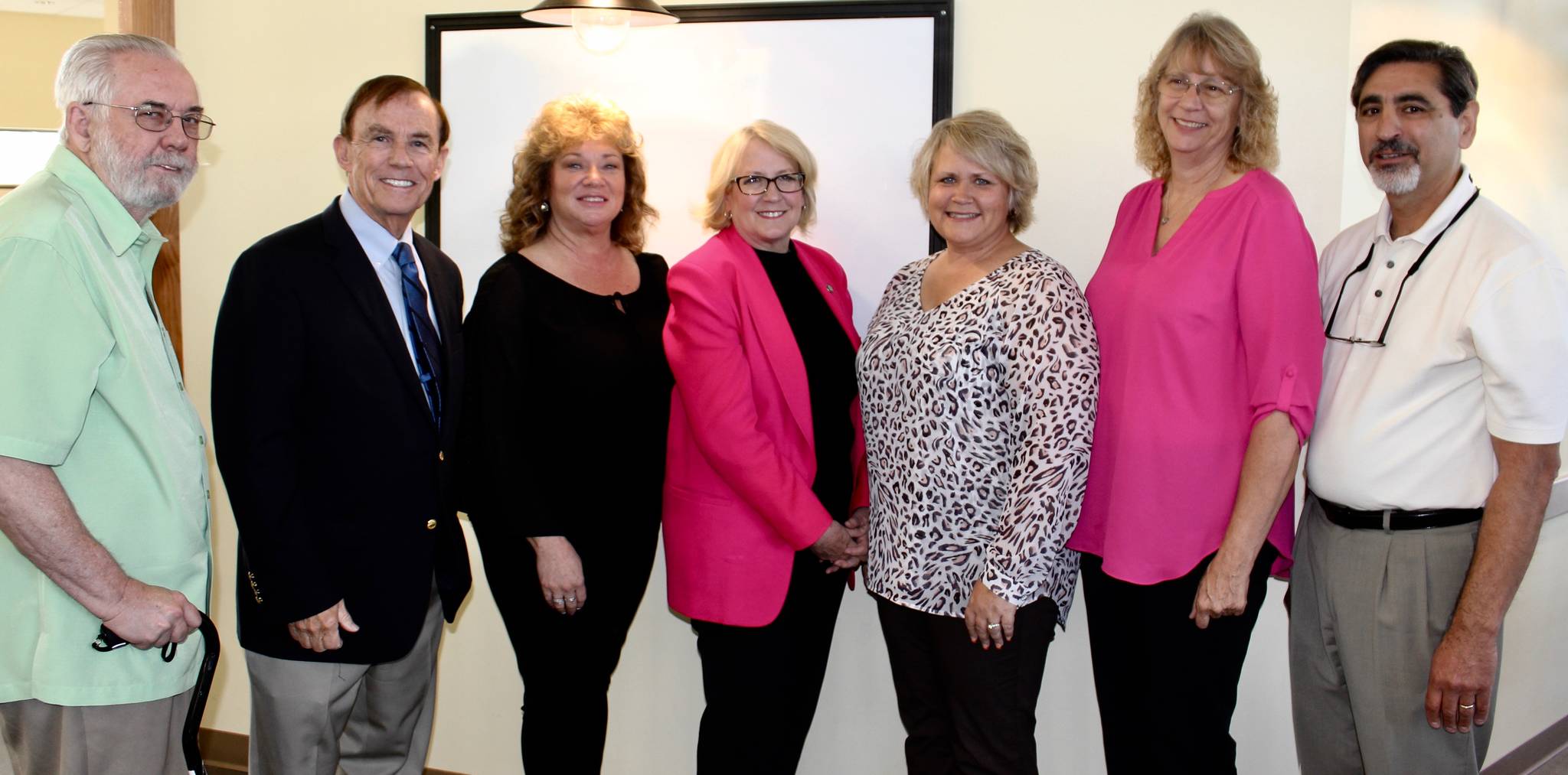 At the breakfast are, from left: Algona Mayor Dave Hill; King County Councilmember Pete von Reichbauer; Auburn Mayor Nancy Backus; State Auditor Pat McCarthy; Pacific Mayor Leanne Guier; and Enumclaw Mayor Jan Molinaro. COURTESY PHOTO