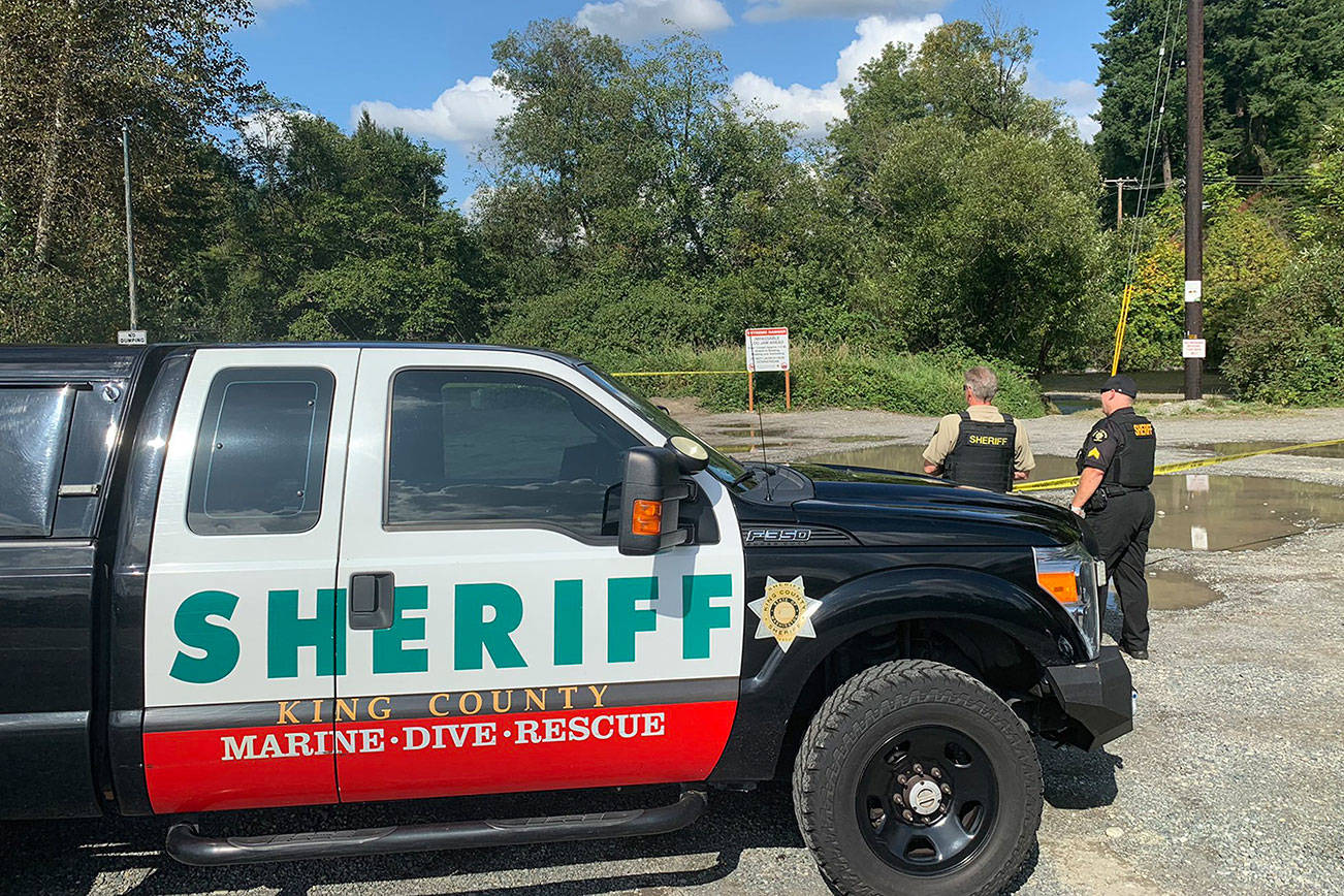 King County Sheriff’s Office Marine Unit conducts a search for a man in the Green River on Tuesday. COURTESY, KCSO