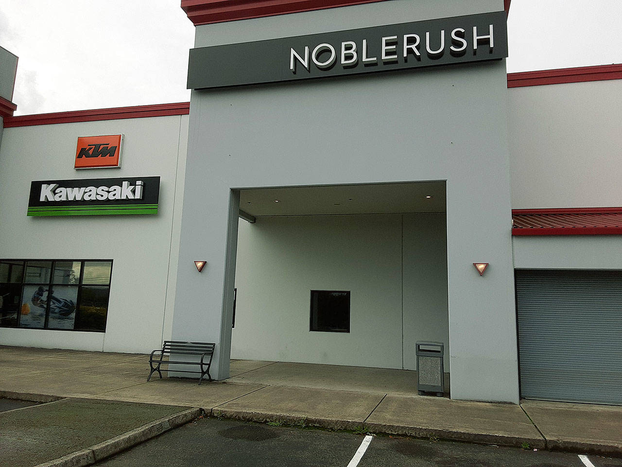 NobleRush, formerly Hinshaw’s Motorcycle Store, at 611 W. Valley Highway S., was silent and empty, doors locked and without a “closed” sign Tuesday. ROBERT WHALE, Auburn Reporter