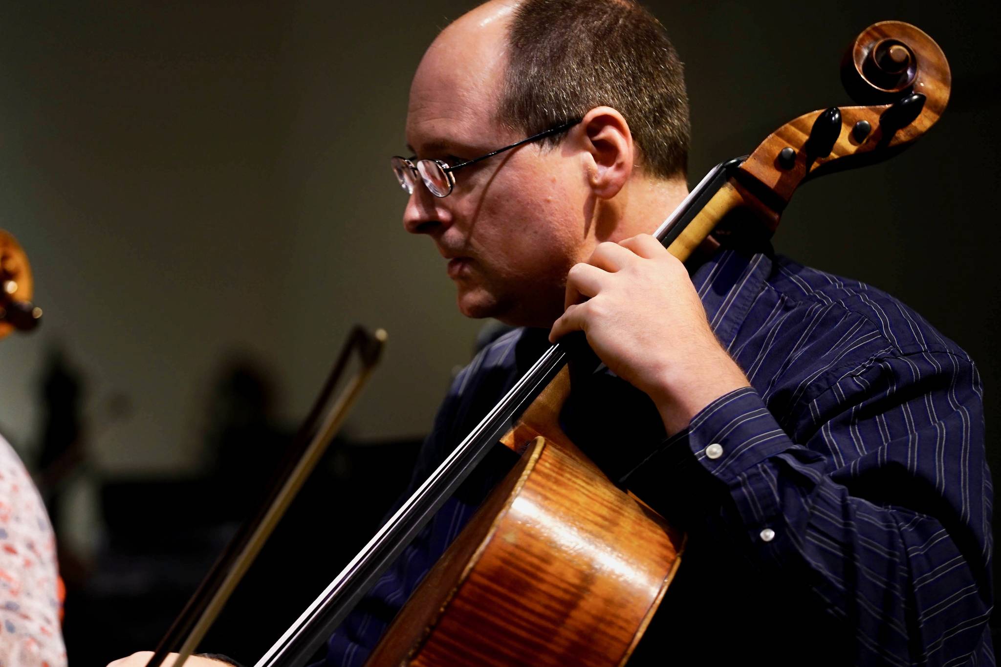 Brian Wharton, Auburn Symphony Orchestra’s principal cellist, rehearses. Wharton joins three other cellists from the orchestra for two chamber series concerts in November. COURTESY PHOTO, ASO