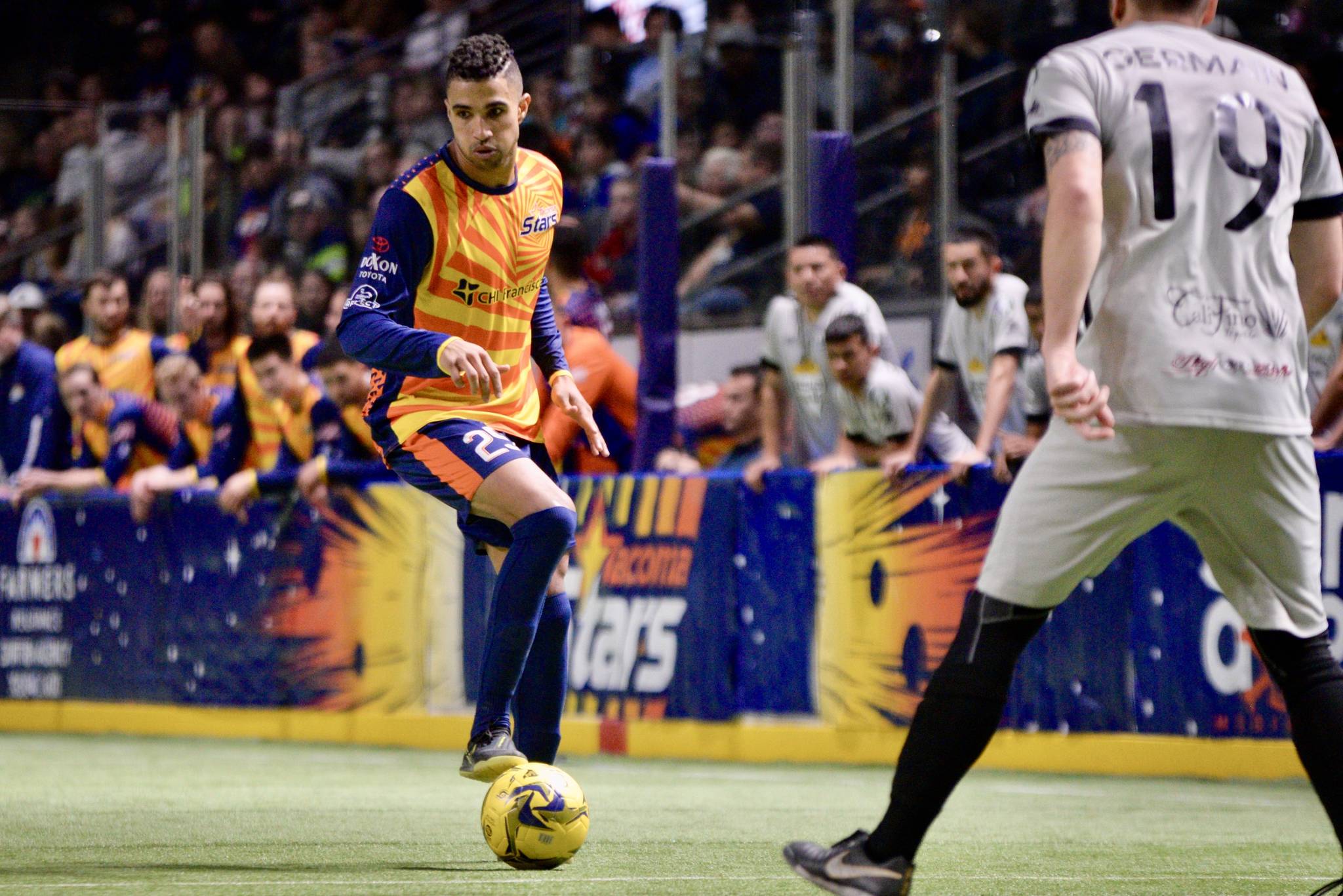 Tacoma’s Mike Ramos looks to pass in the Stars’ 7-4 win over Turlock at the accesso ShoWare Center on Friday night. COURTESY PHOTO, Stars