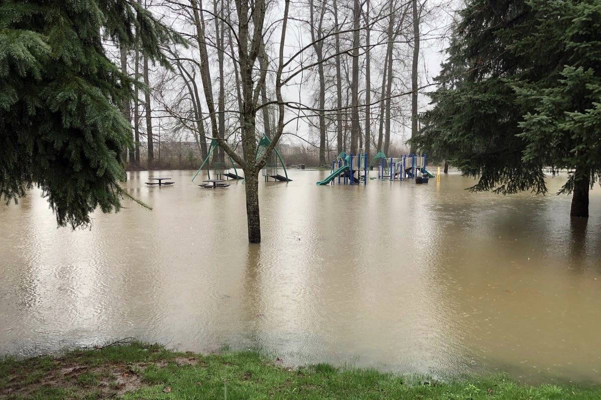 The swollen Green River floods Isaac Evans Park. City officials are keeping watch on the rising waters. CITY OF AUBURN photo