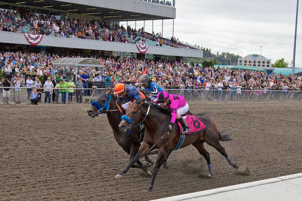 The $200,000 Longacres Mile (Grade 3) runs Sunday, Aug. 9. COURTESY TRACK PHOTO