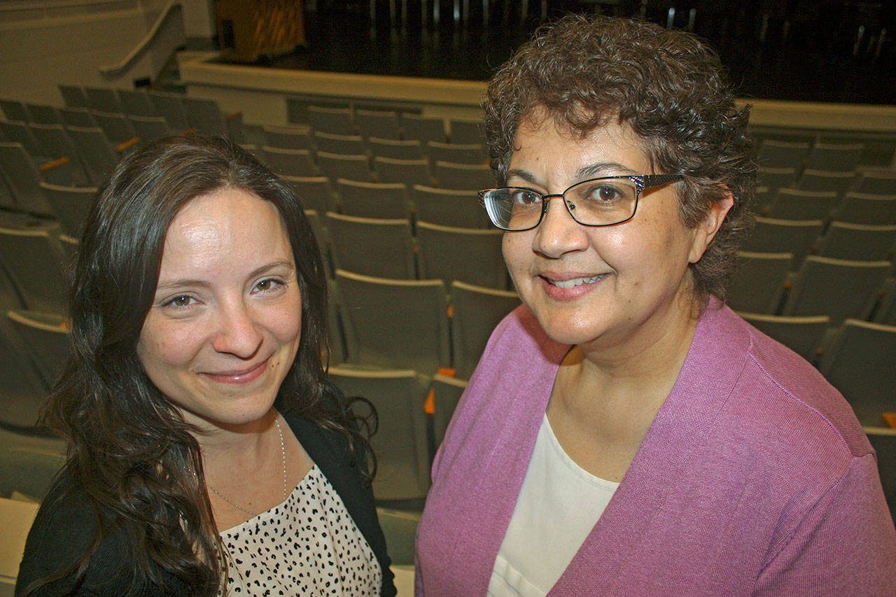 At Auburn Riverside High School, Meghan Wagner, band and wind ensemble director, left, and Melinda Wharton, director of the chamber orchestra, make music fun and engaging for students. MARK KLAAS, Auburn Reporter